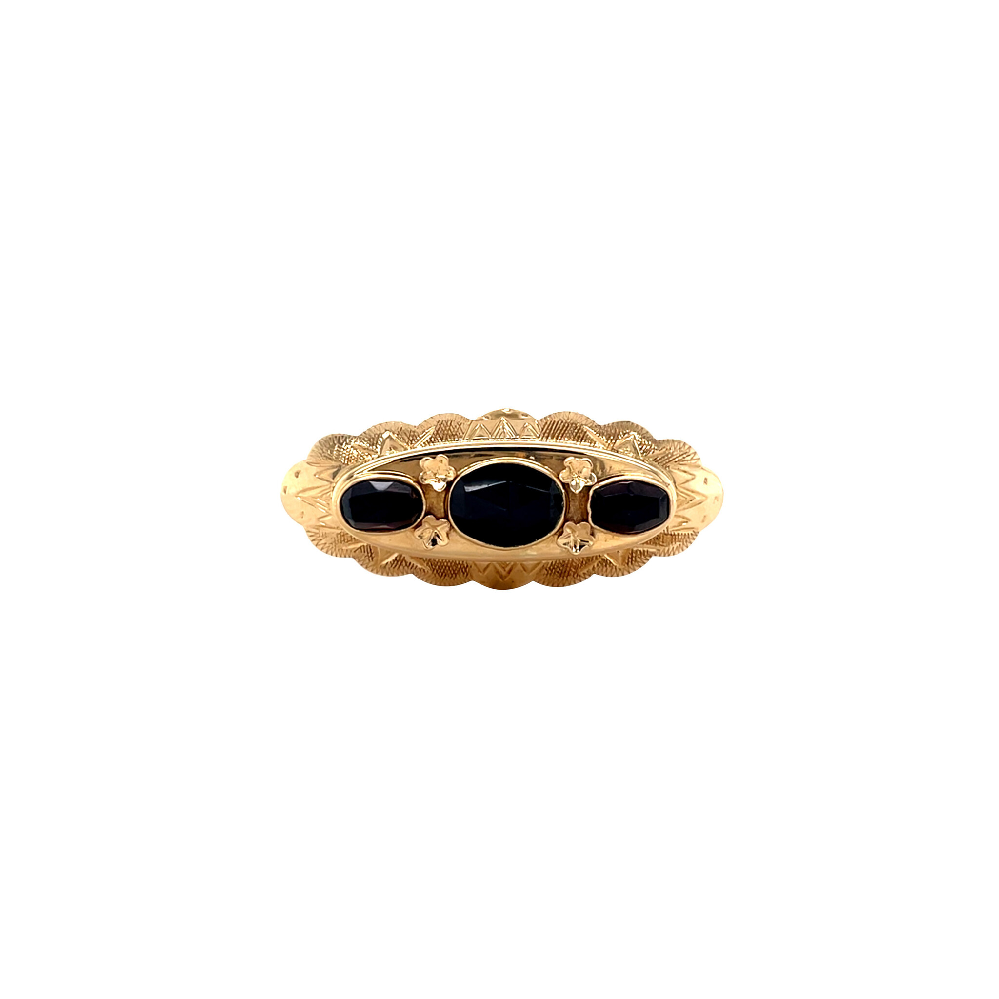 Gouden broche met granaat 14 krt